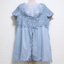 ブルーグレーピコフリルローンオーバーチュニック