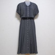 紺ドットポリワンピース