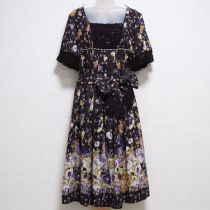 パープル系ボヘミアンフローラルワンピースサッシュ付き【11号】