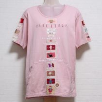 ピンクミックスパッチ使いTシャツ【M】