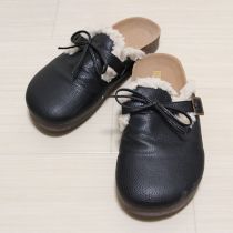 黒ボア付き革サボ【L】