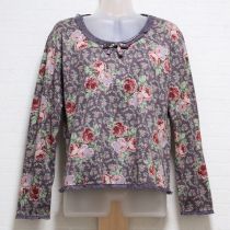 パープル薔薇柄カットソー【M】