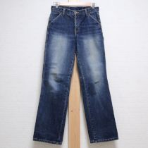 青ウォッシュ加工デニムパンツ【M】