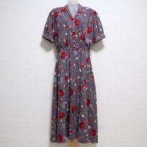 パープル花柄ジョーゼットワンピース