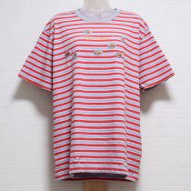 赤系クマノミワッペン付きボーダーTシャツ【4(L)】
