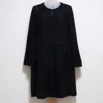 黒ダブルピコフリルロングカットソーカーディガン【3(9号)】
