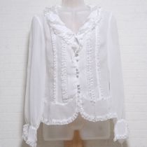 白フリル使いシフォンブラウス