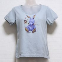 ブルーグレーギンガムうさぎTシャツ【3(M)】