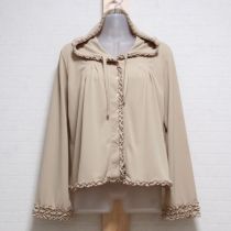 ベージュピコフリルカットソーフードカーディガン
