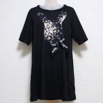黒うさぎアップリケカットソーチュニック