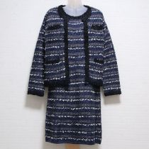 紺系ニットシャギージャケット&ワンピース【9号】