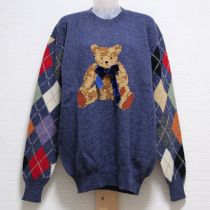 紺リボンくまアーガイルセーター