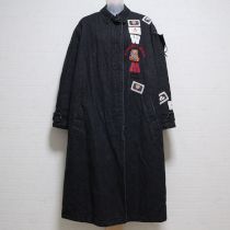 黒親子くま刺繍デニムロングコート