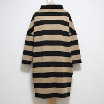 黒×ベージュハイネックボーダーカットソーチュニック