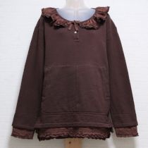 こげ茶フリル使いレイア―風スウェットチュニック