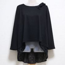 黒ポンチドットフロッキーカットソー【4(11号)】