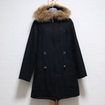 黒ファー付き中綿ウールモッズコート【9号】