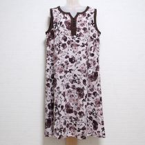 茶系花柄ポリカットソーワンピース【4(11号)】