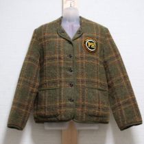 カーキ系チェックジャケットマフラー付き【M】
