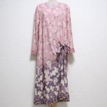 ピンク×パープル桜縮緬ワンピース