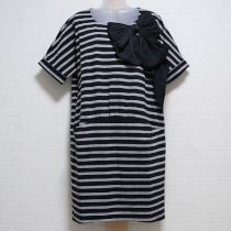 黒×グレーリボン使いボーダーチュニック【4(11号)】