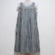 グリーンシルクブレンドチェックワンピース【11号】