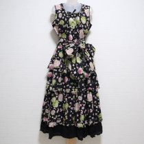 黒サッシュ付きハイドランジアノースリ段々ワンピース