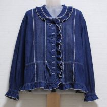 紺ピンタックデニムオーバーブラウス