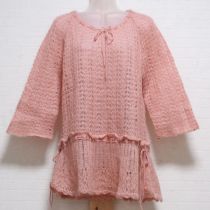 ピンク透かし編みニットチュニック