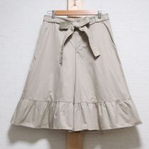 ベージュベルトリボン付きレース使いフリルガウチョパンツ【11号】