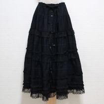 黒レースフリル使いリボンスカート