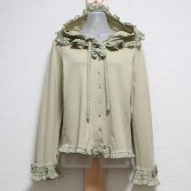 薄荷ローンフリルカットソーカーディガン【M】