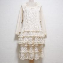 生成小花刺繍チュールチュニック&段々スカート