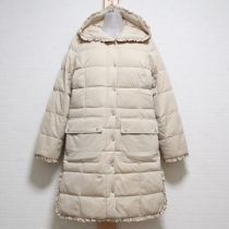 ベージュフリル使いフード付きダウンコート【4(11号)】