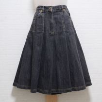 黒ブリーチデニムプリーツスカート【9号】