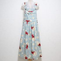 ブルーチェックマーガレットサロペットスカート