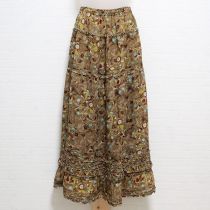 茶系花柄シフォンスカート