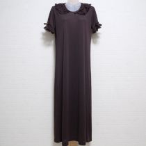 こげ茶レース使いポリカットソーワンピース