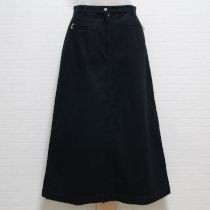 黒リボンカメリア刺繍スカート【L】