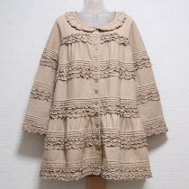 ベージュフリル使いデニムコート