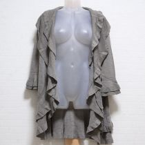 グレーフリルロングカーディガン
