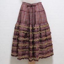 パープル系チェックフリルスカート