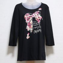 黒リボンプリント長Tシャツ【13号】