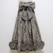 グレーすみれパッチワークスカートサッシュ付き