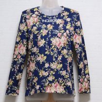 紺薔薇ブーケ長Tシャツ