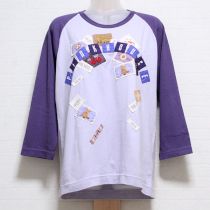 パープル系ネームワッペンいっぱい配色カットソー【4(L)】