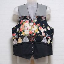 黒ブーケパッチワークベスト