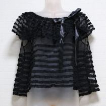 黒チュールサテンリボンブラウス