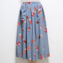 ブルーグレー缶ジュースプリントポリスカート