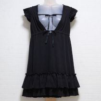 黒段々フリルカットソーチュニック